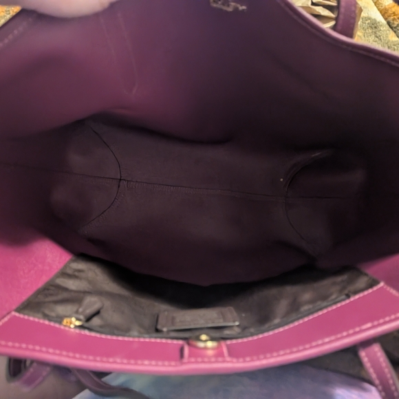 Coach Brown and Purple Signature Tote - Picture 3 of 4